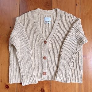 Lauren Manoogian chunky cotton cardigan with leather buttons
